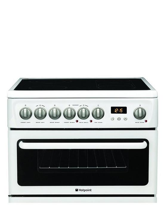 stillFront image of hotpoint-hae60ps-ultima-60cm-ceramic-hob-double-oven-electric-cooker-white