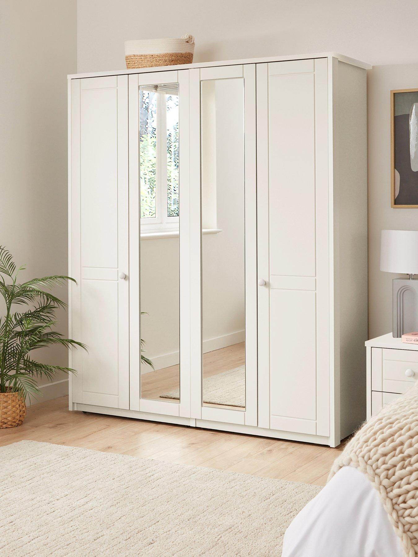 One Call Alderley Part Assembled 4 Door Mirrored Wardrobe