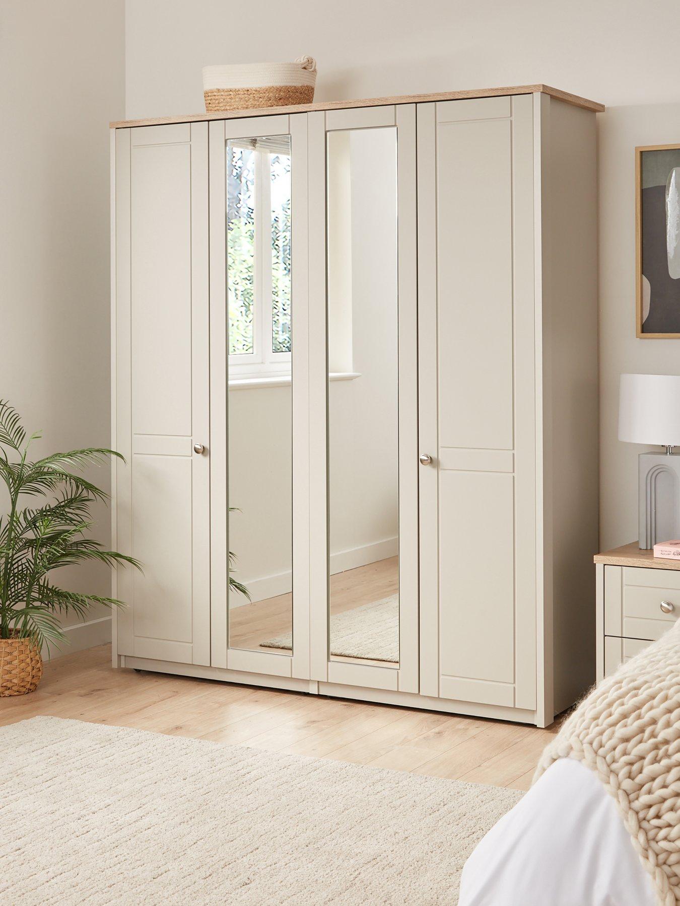 undefined Alderley Part Assembled 4 Door Mirrored Wardrobe