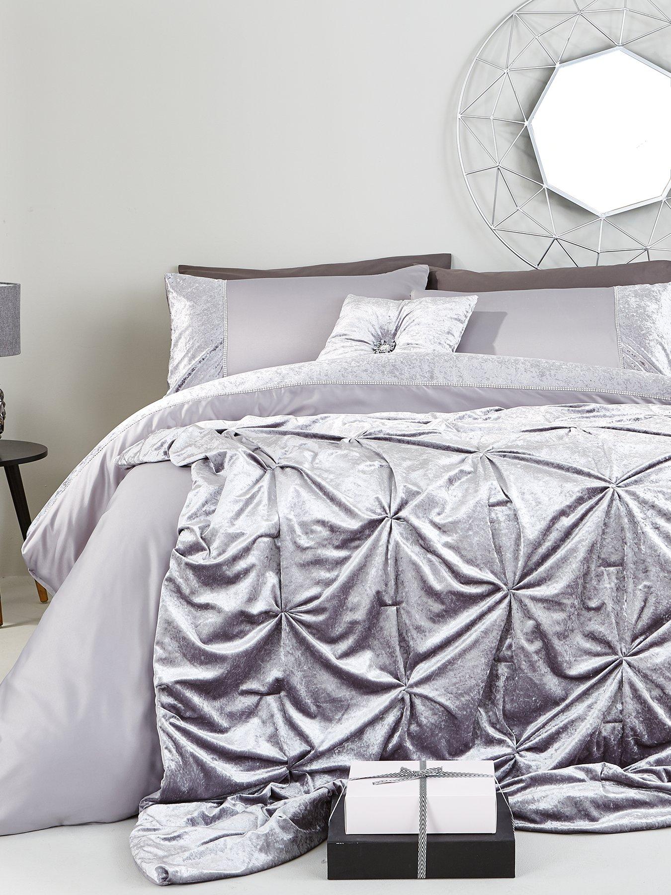 Image 1 of 3 of Very Home Amelie Crushed Velvet Bedspread Throw - Silver