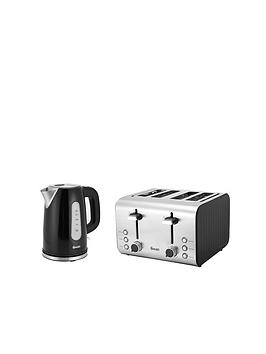 Swan   Stainless Steel Kettle &Amp; 4 Slice Toaster Twin Pack - Black