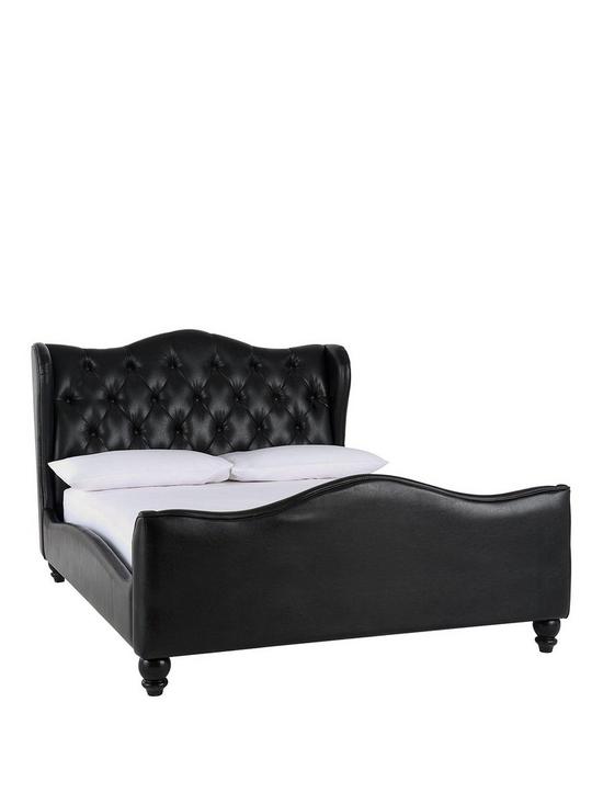 front image of chelmsford-faux-leathernbspbednbspframe-with-mattress-options-black