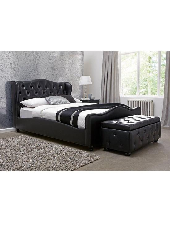 stillFront image of chelmsford-faux-leathernbspbednbspframe-with-mattress-options-black