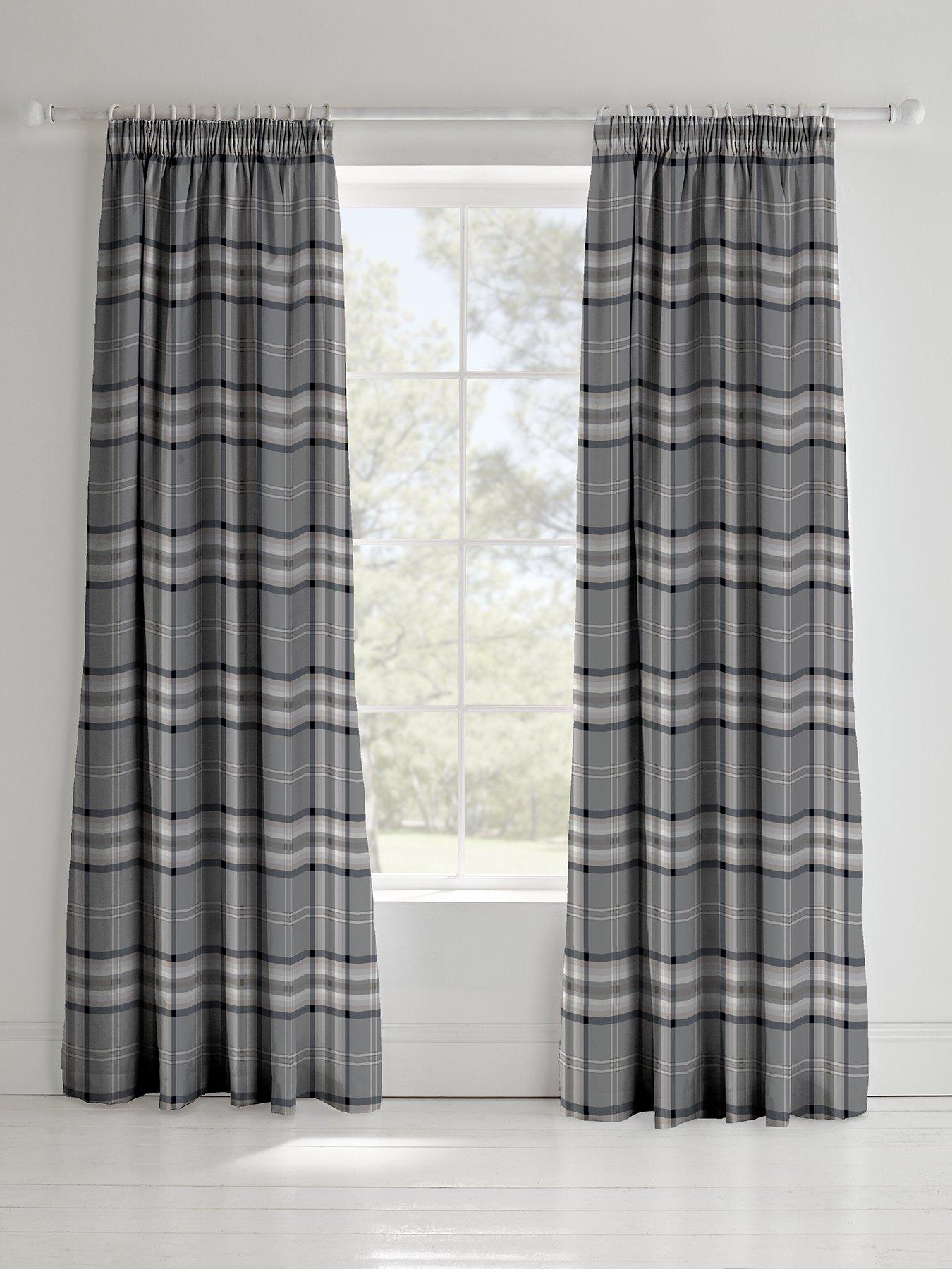 undefined Kelso Check Lined Pencil Pleat Curtains