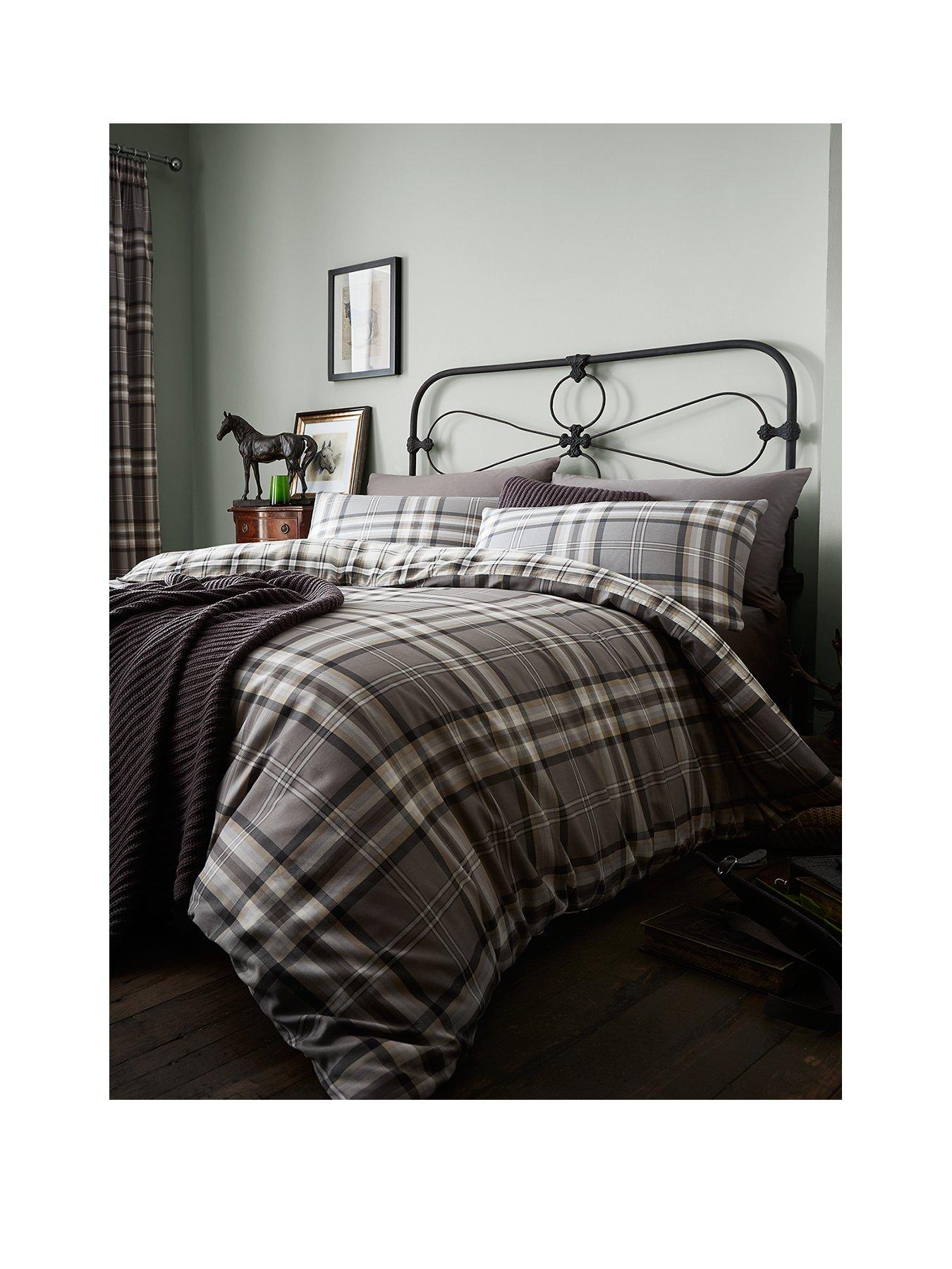 Image 2 of 3 of Catherine Lansfield Kelso Check Lined Pencil Pleat Curtains
