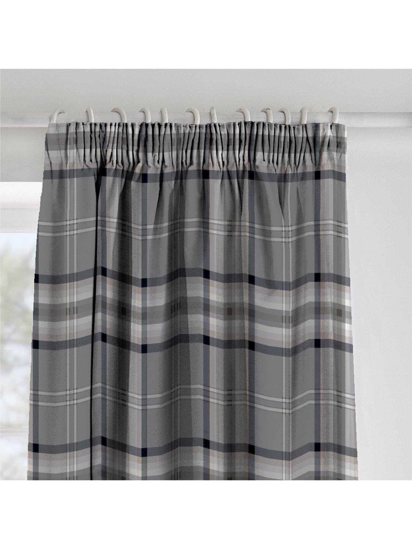 Image 3 of 3 of Catherine Lansfield Kelso Check Lined Pencil Pleat Curtains