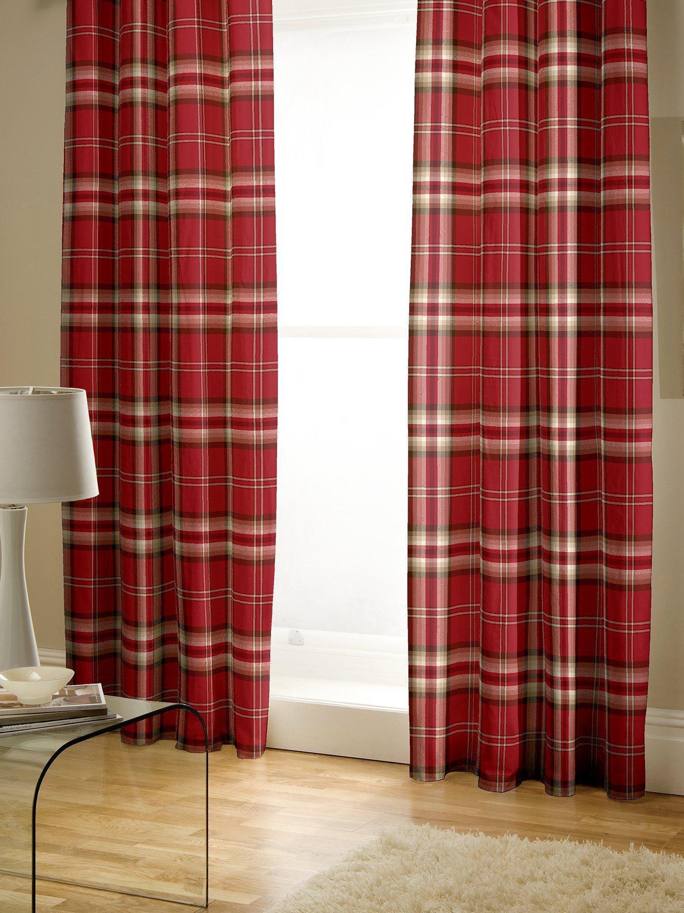 Catherine Lansfield Kelso Check Lined Pencil Pleat Curtains