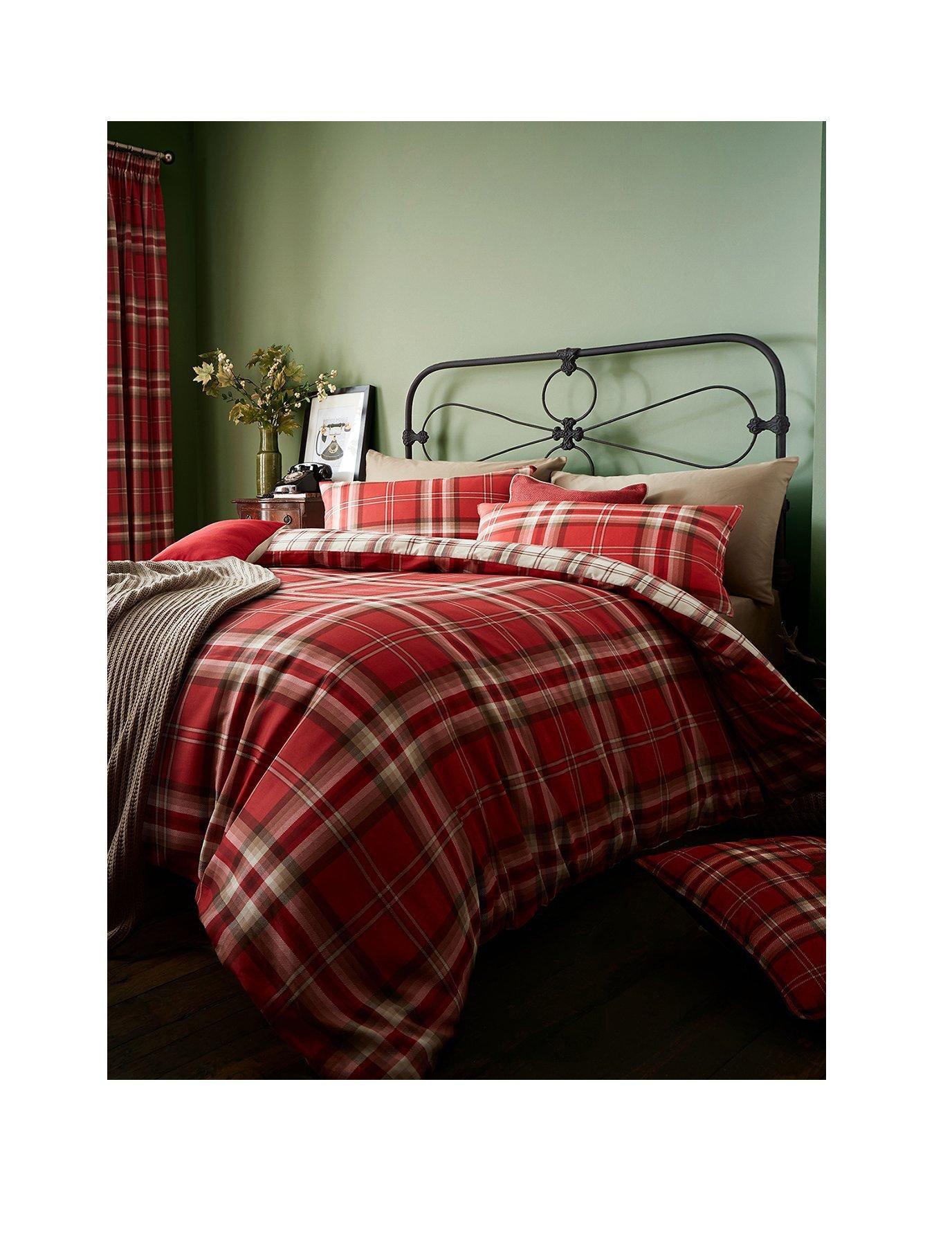 Catherine Lansfield Kelso Check Lined Pencil Pleat Curtains