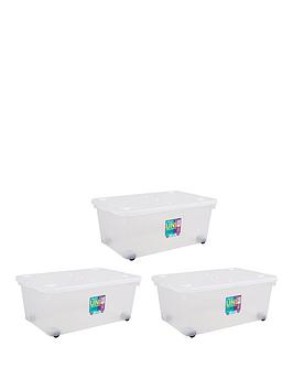 Wham Wham Set Of 3 45 Litre Wheeled Plastic Storage Boxes Picture