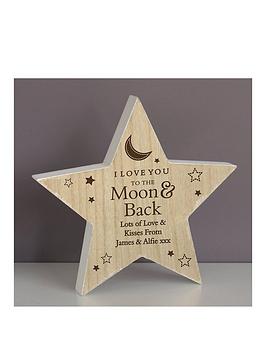 Very Personalised Moon & Back Wooden Star Picture