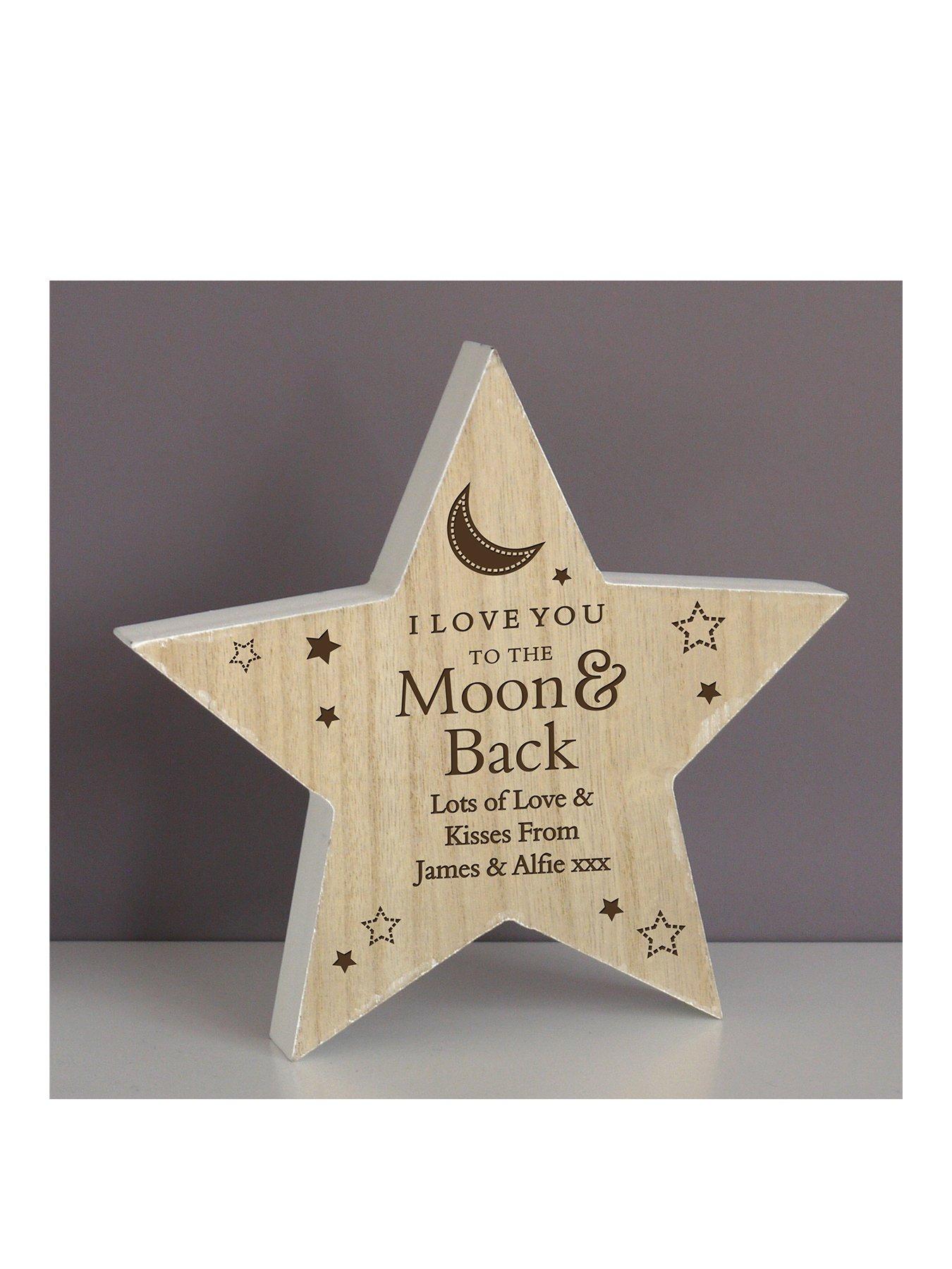 The Personalised Memento Company Personalised Moon  &  Back Wooden Star
