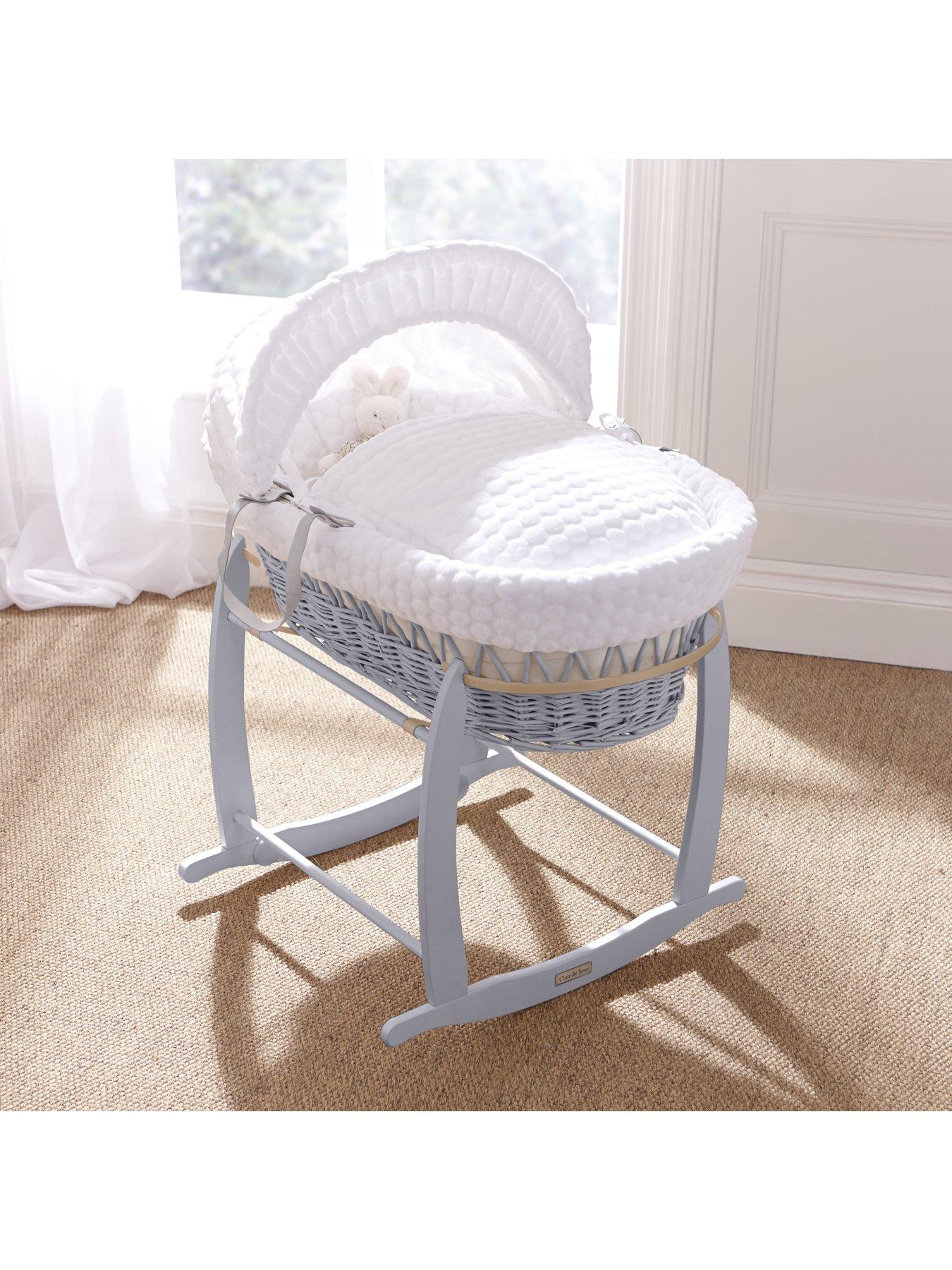 grey wicker moses basket