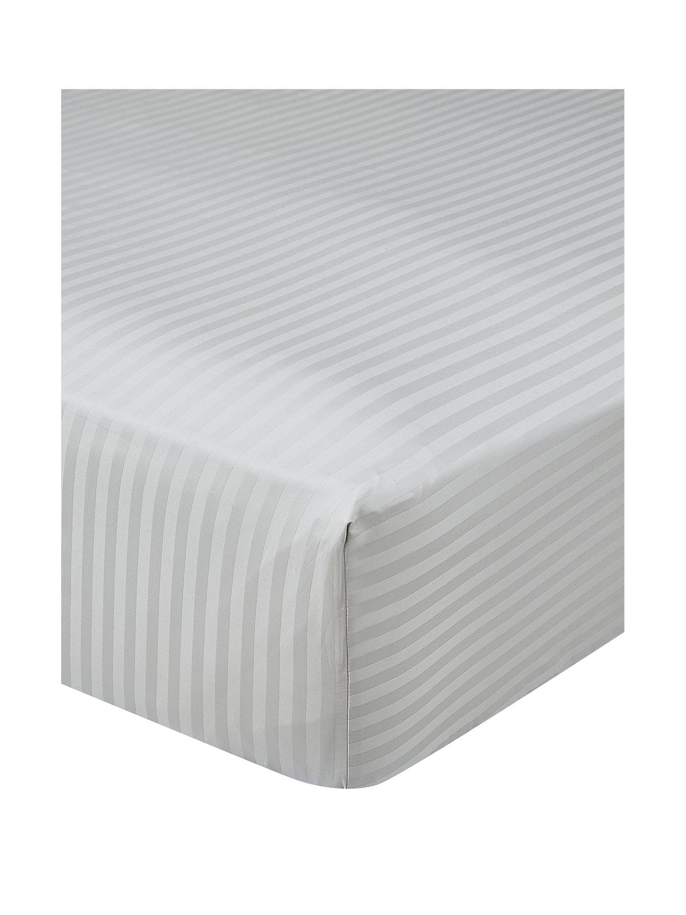 Image 2 of 4 of Very Home Luxury 300 Thread Count Soft Touch Sateen Stripe 32cm Extra Deep Fitted Sheet - Cream