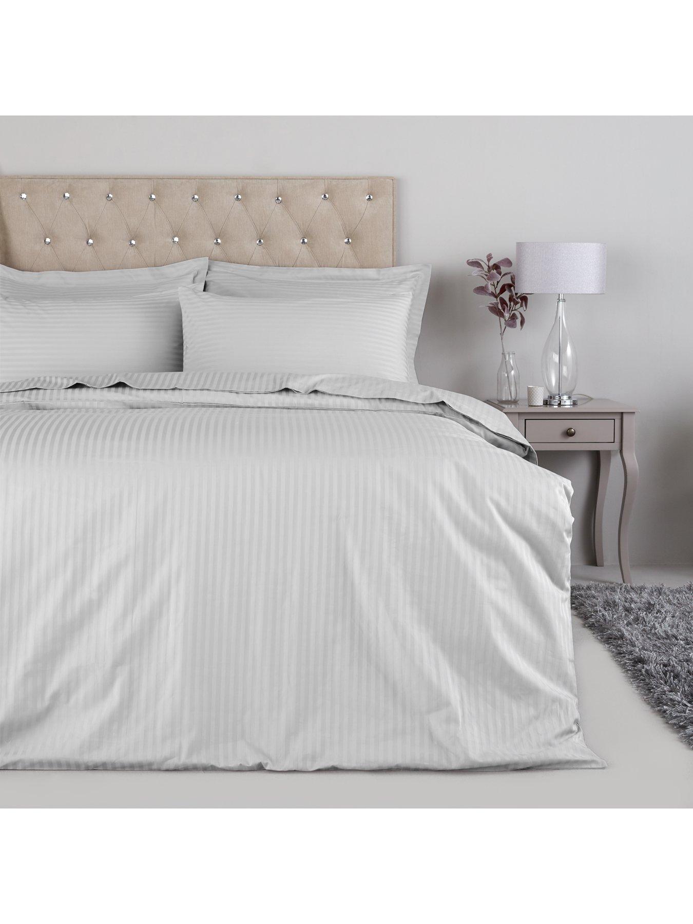 Image 4 of 4 of Very Home Luxury 300 Thread Count Soft Touch Sateen Stripe 32cm Extra Deep Fitted Sheet - Cream