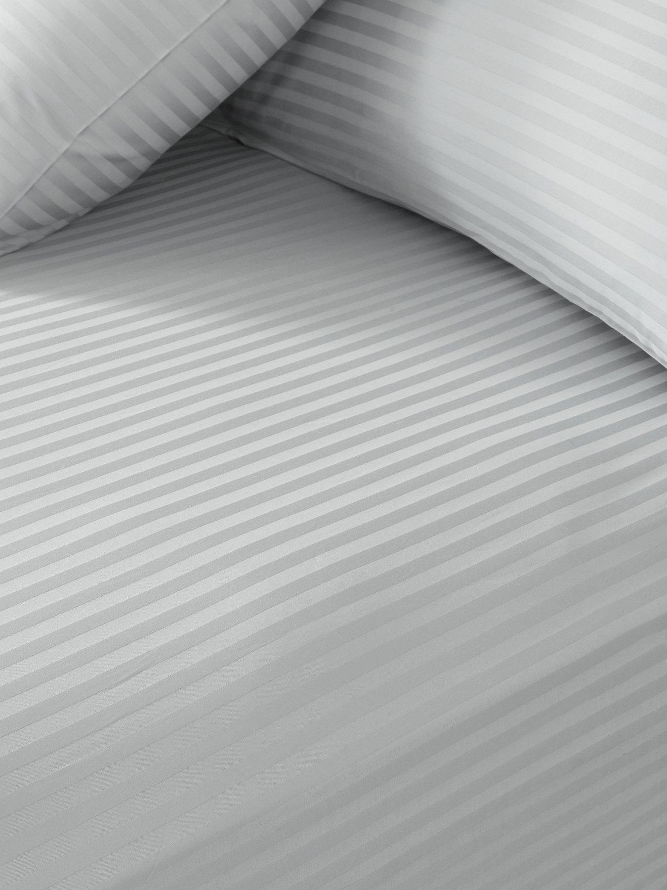 Image 1 of 4 of Very Home Luxury 300 Thread Count Soft Touch Sateen Stripe 32cm Extra Deep Fitted Sheet - Cream