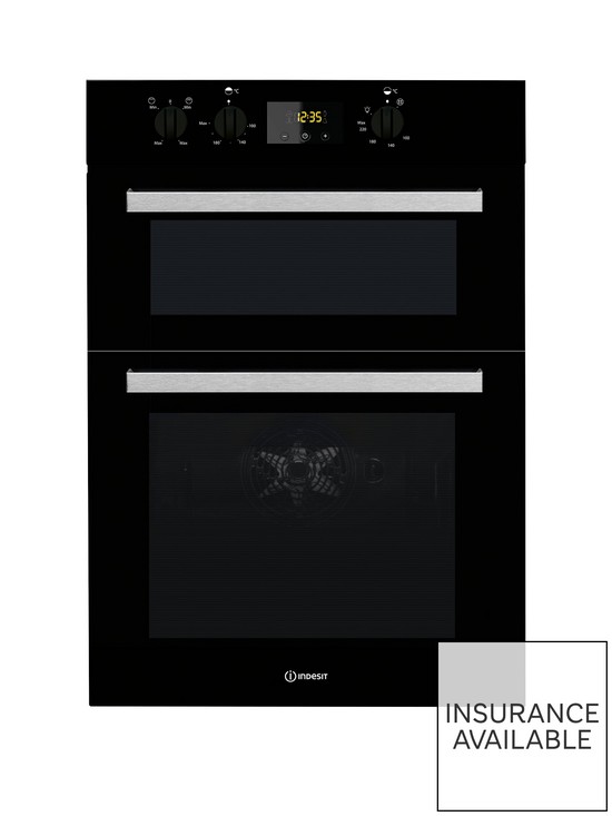 front image of indesit-aria-idd6340bl-built-in-double-electric-oven-black