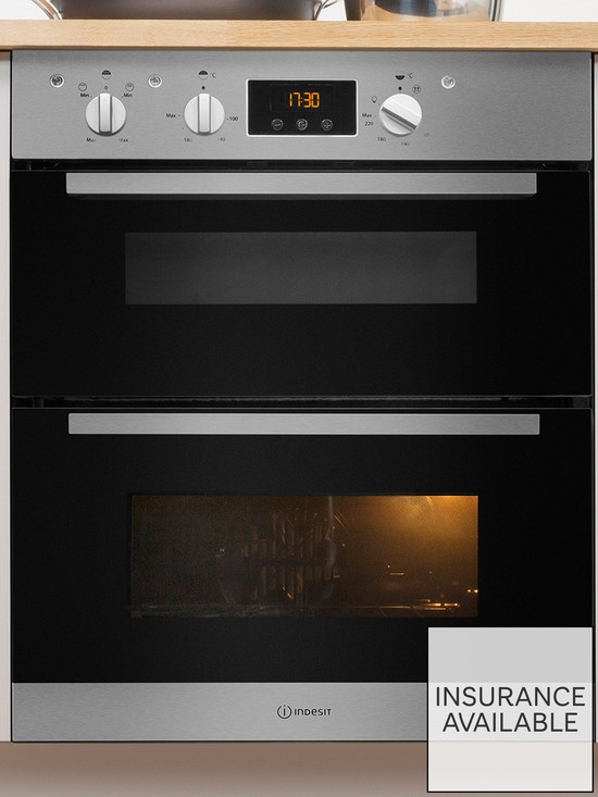 stillFront image of indesit-aria-idu6340ix-built-under-double-electric-oven-stainless-steel