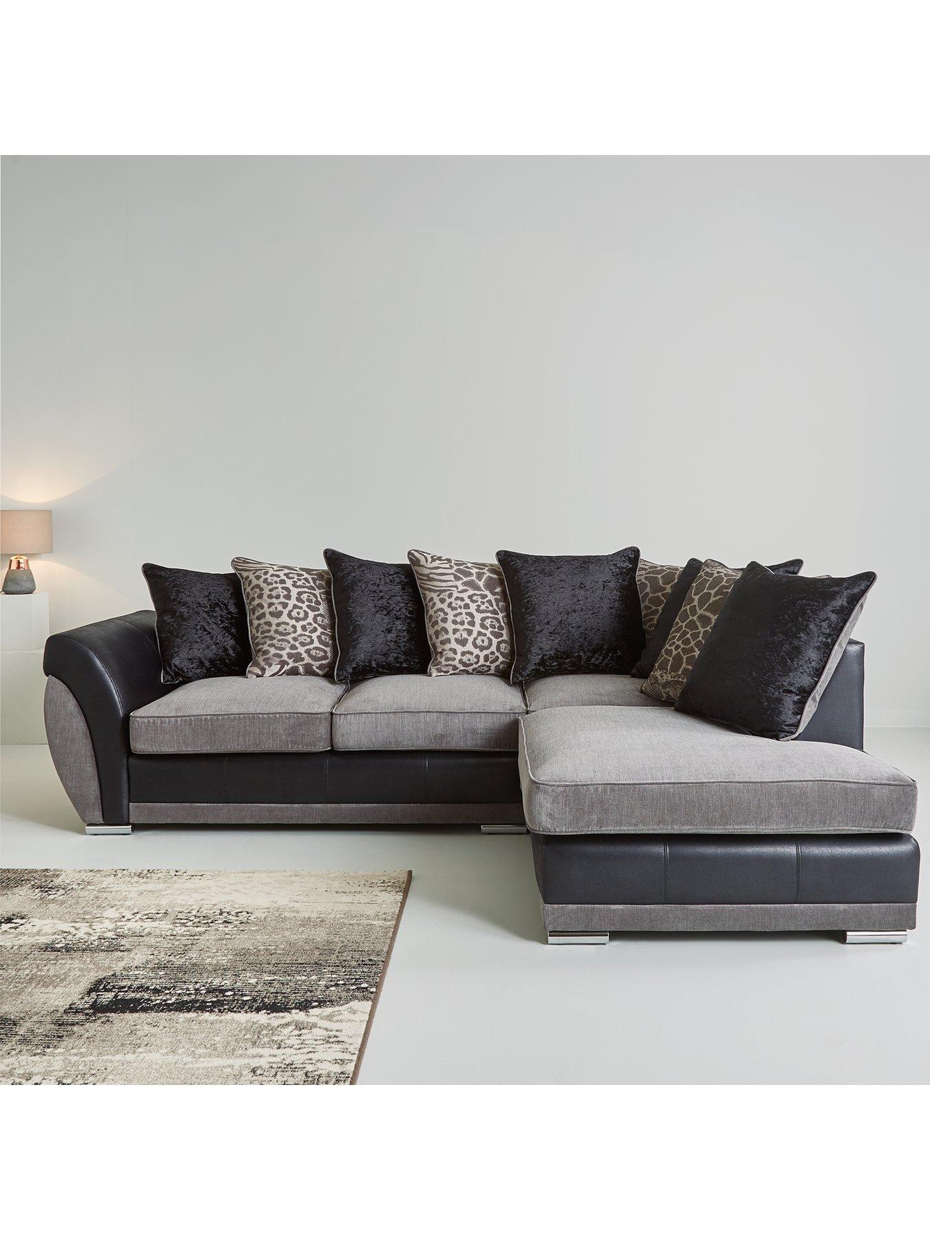 Very Home Hilton Fabric and Faux Leather Right Hand Corner Chaise Sofa - FSC® Certified