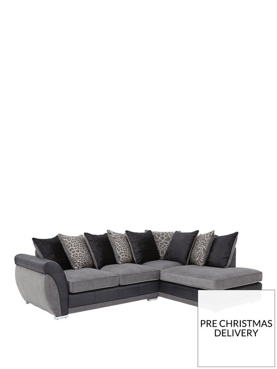 front image of hilton-fabric-and-faux-leather-right-hand-corner-chaise-sofa