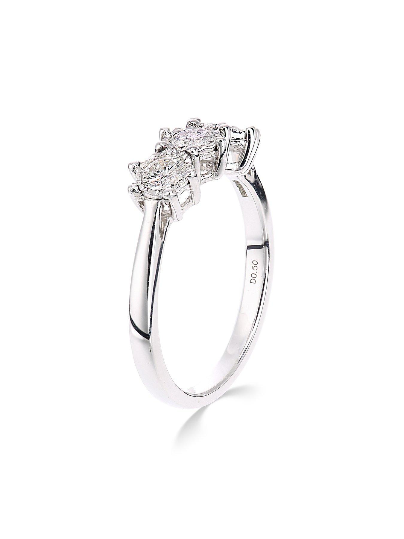 Image 2 of 5 of Love DIAMOND 9ct white gold 50 point diamond trilogy ring