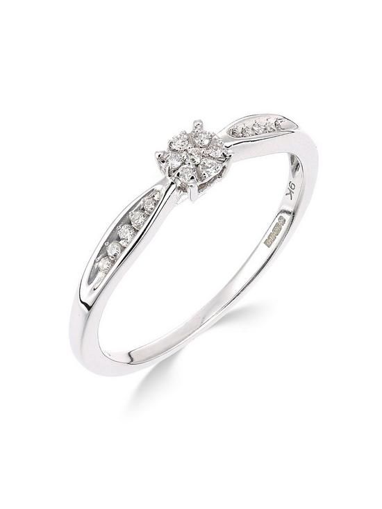 front image of love-diamond-9ct-white-gold-10-point-diamond-cluster-ring