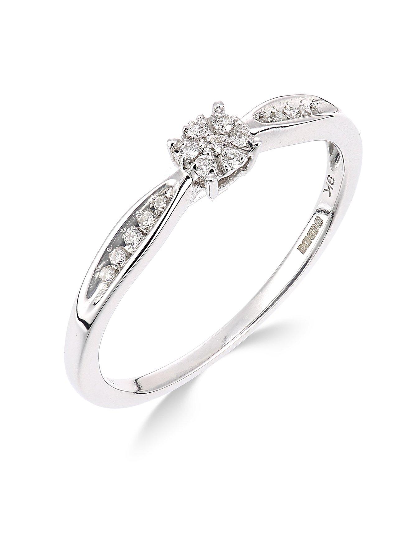 Love DIAMOND 9ct white gold 10 point diamond cluster ring