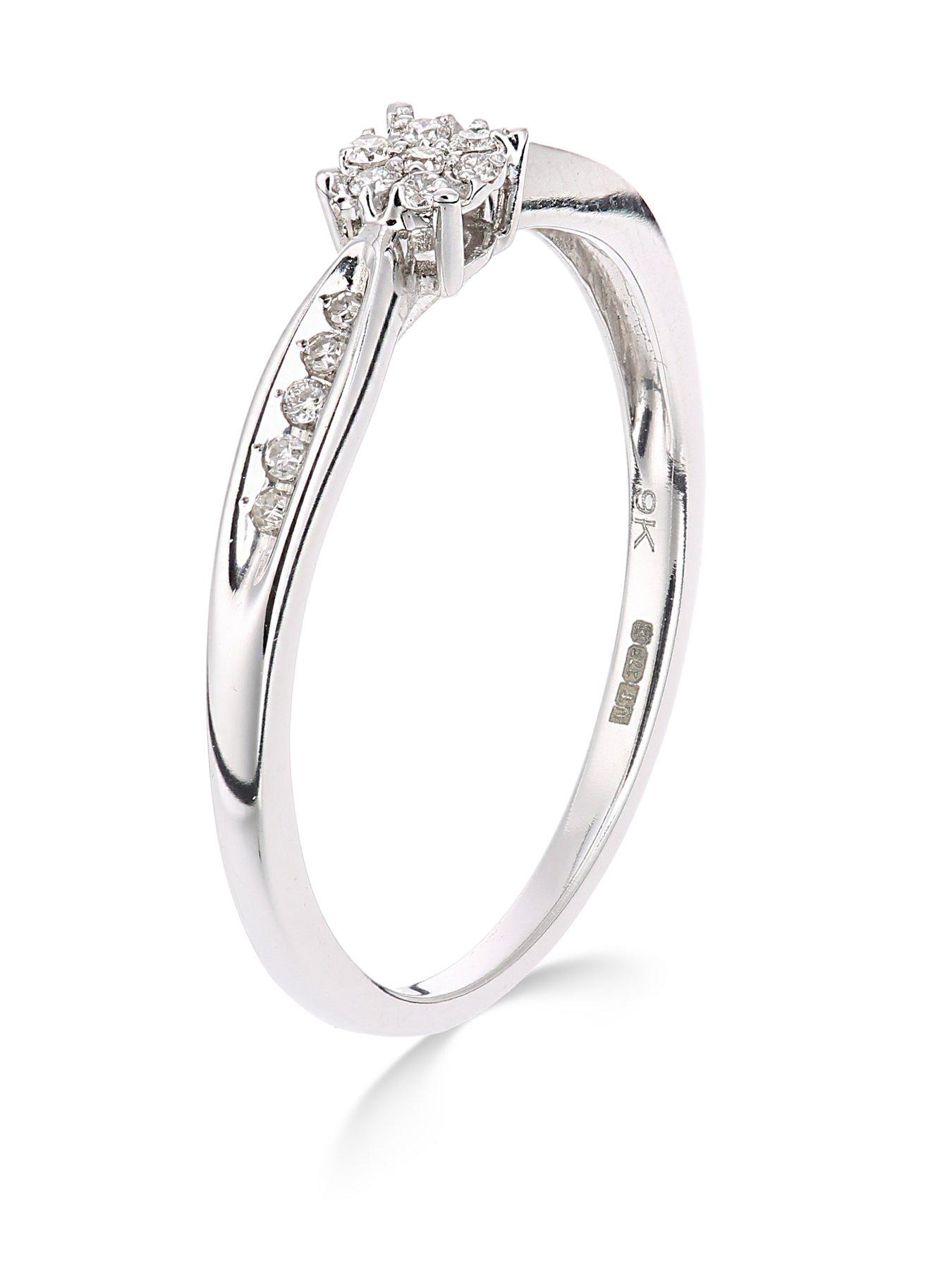 Image 2 of 3 of Love DIAMOND 9Ct White Gold Diamond Cluster Ring
