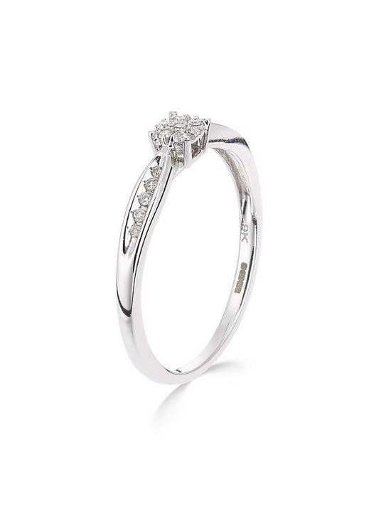 stillFront image of love-diamond-9ct-white-gold-10-point-diamond-cluster-ring