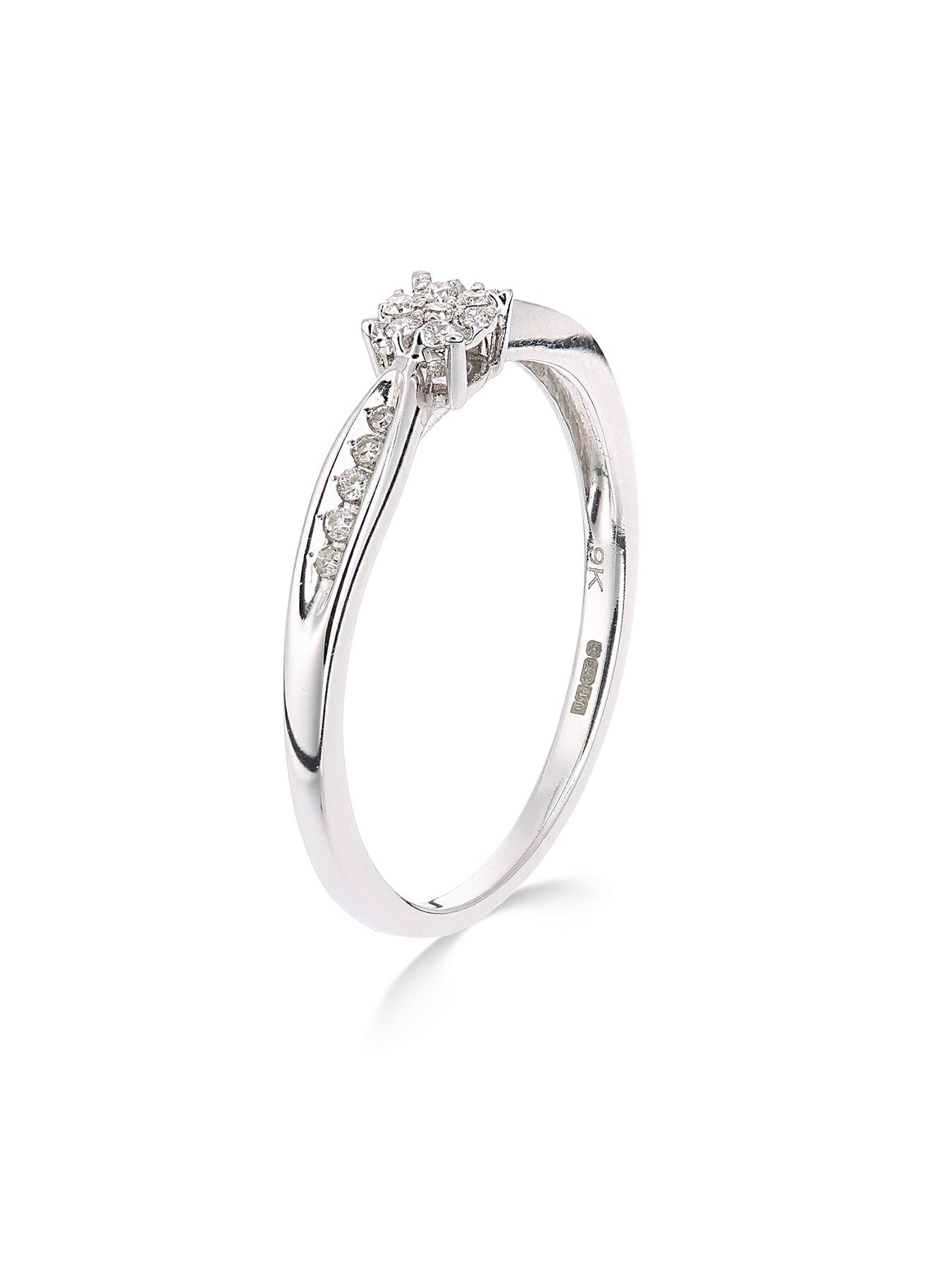 Image 2 of 5 of Love DIAMOND 9ct white gold 10 point diamond cluster ring