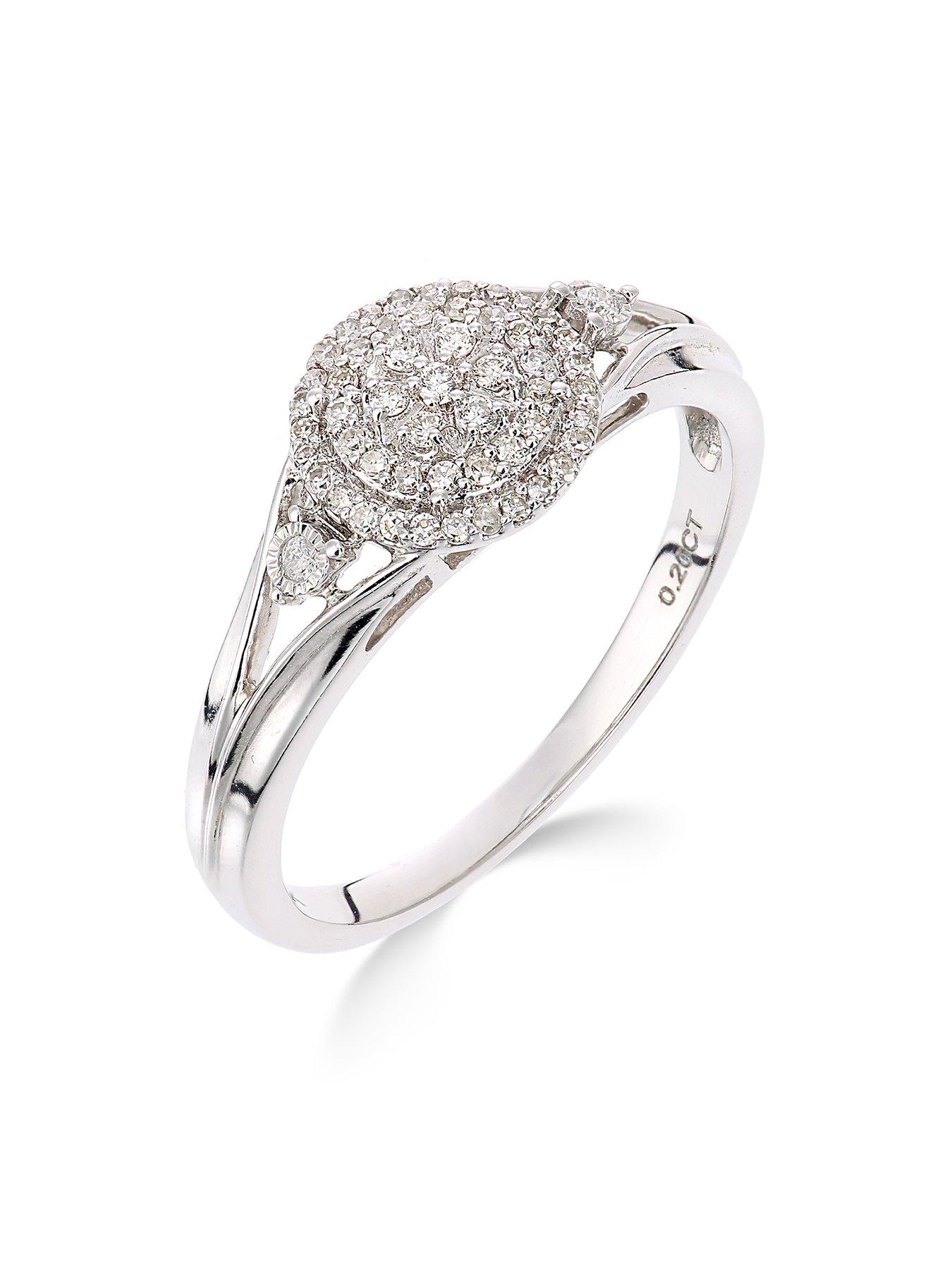  image of love-diamond-9ct-white-gold-18-point-diamond-cluster-ring
