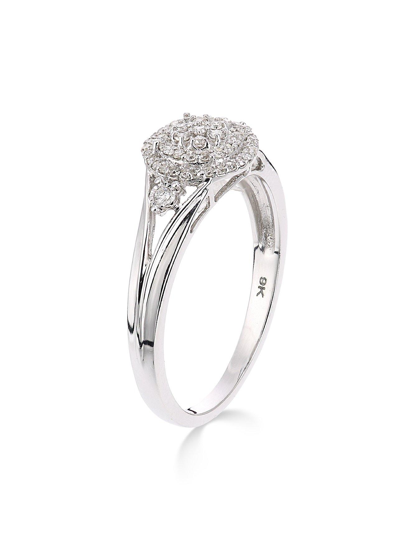 Image 2 of 3 of Love DIAMOND 9ct white gold 18 point diamond cluster ring