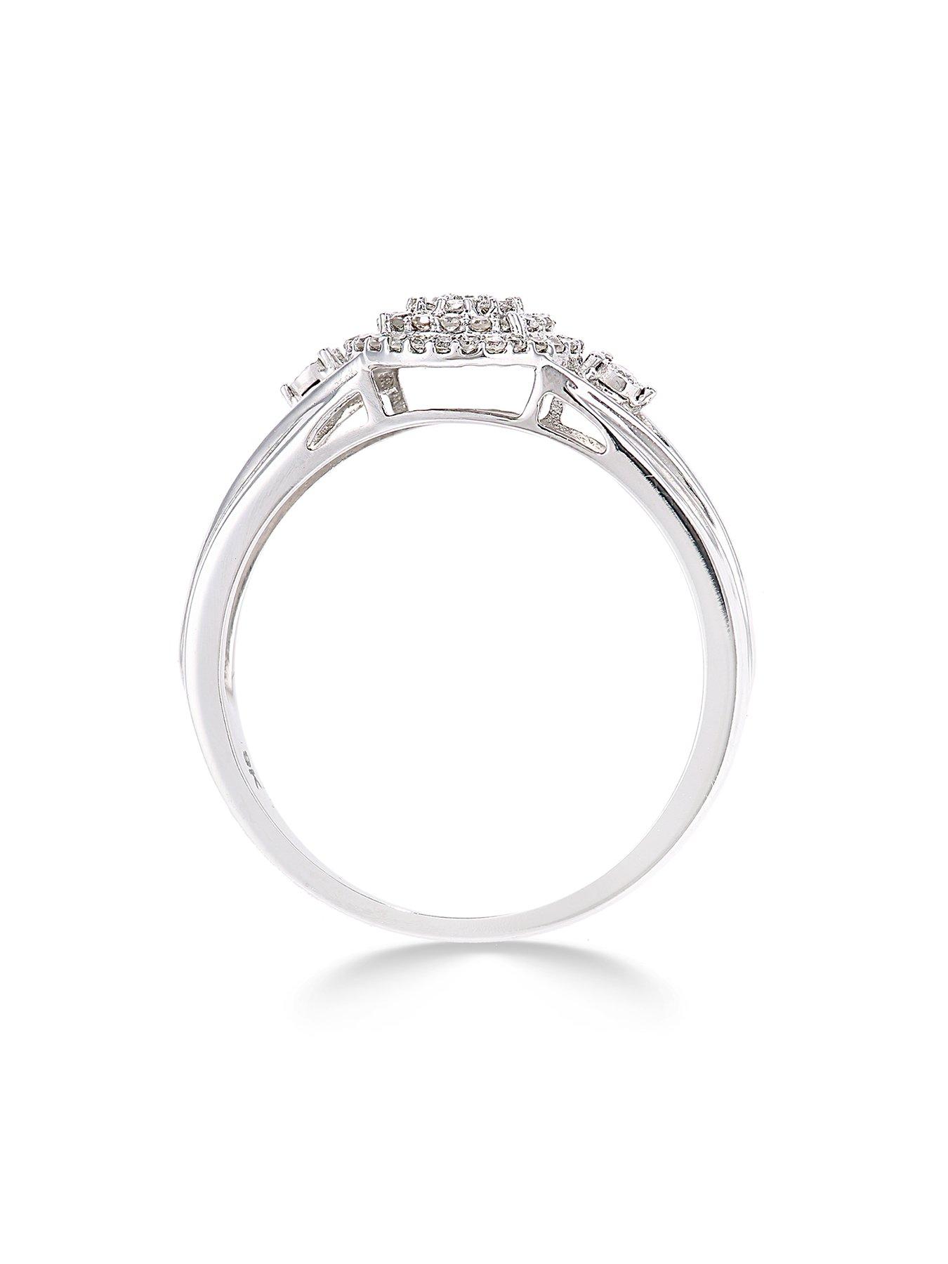  image of love-diamond-9ct-white-gold-18-point-diamond-cluster-ring