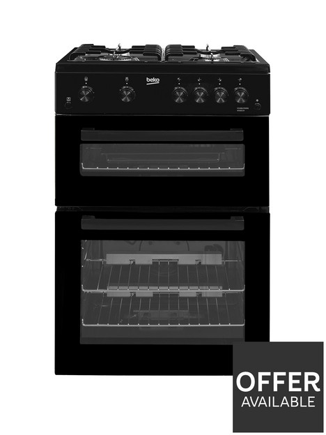 beko-kdg611k-60cm-wide-double-oven-gas-cooker-with-full-width-gas-grill-black