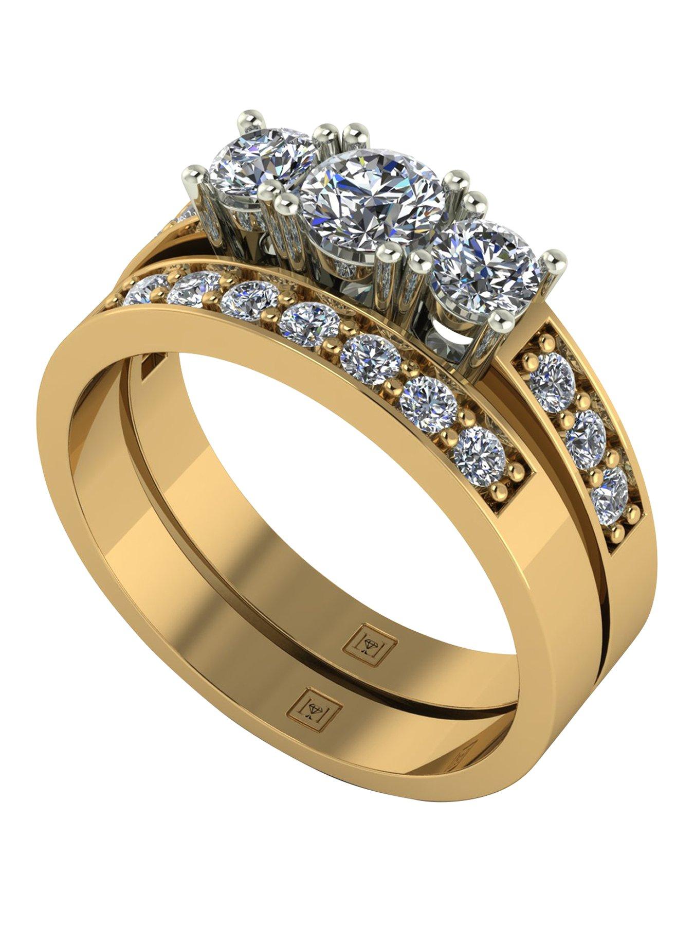 Moissanite Lady Lynsey 9ct Gold 1ct total Moissanite Trilogy bridal set