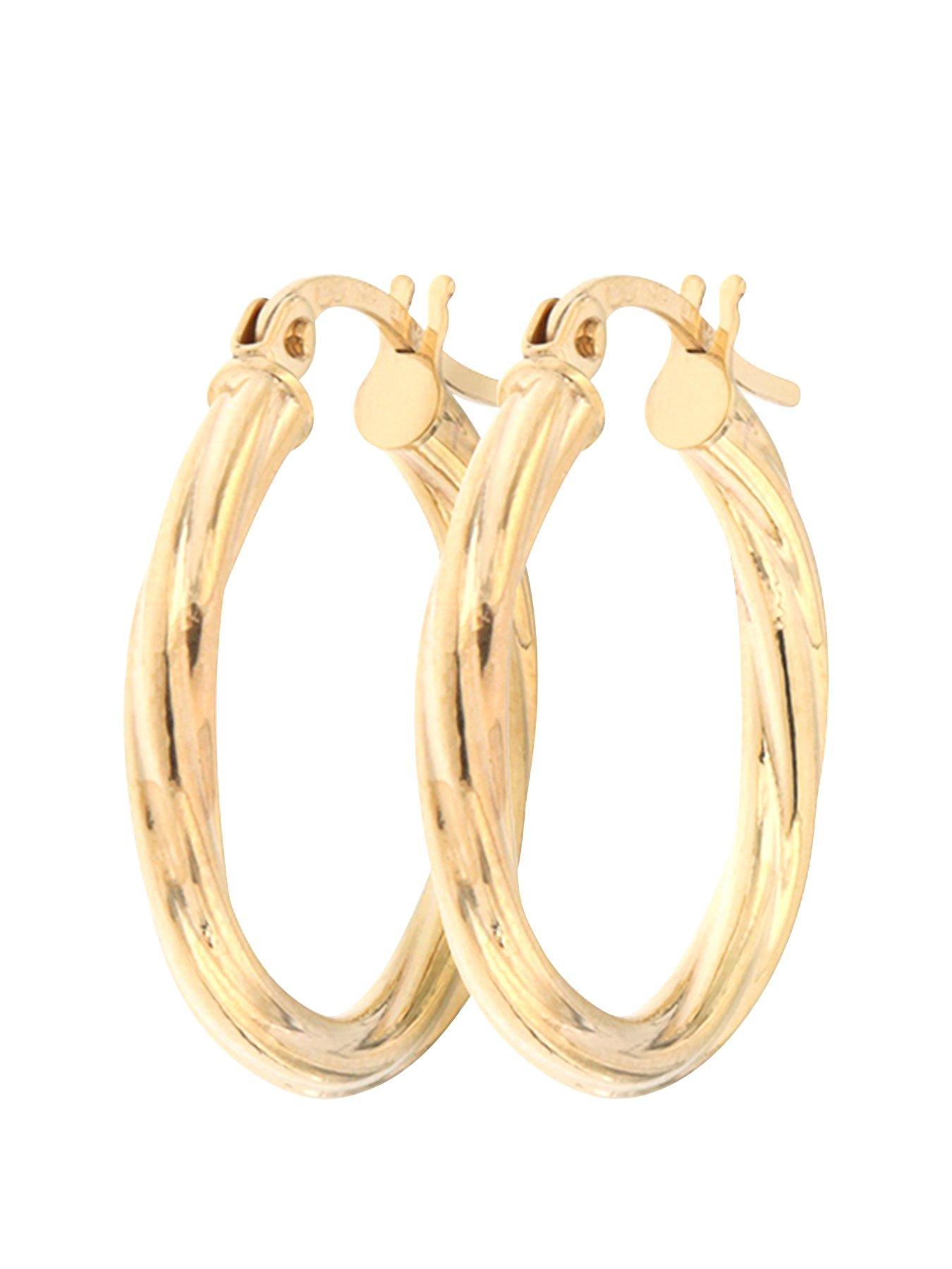 The Love Collection 9ct Yellow Gold 19mm Swirl Hoop Creole Earrings