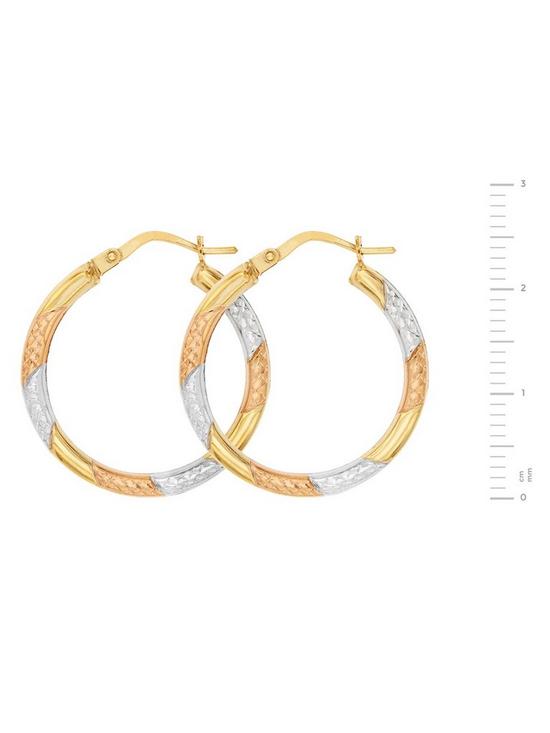 stillFront image of love-gold-bracci-9ct-3-col-diamond-cut-24mm-hoop-creole-earrings