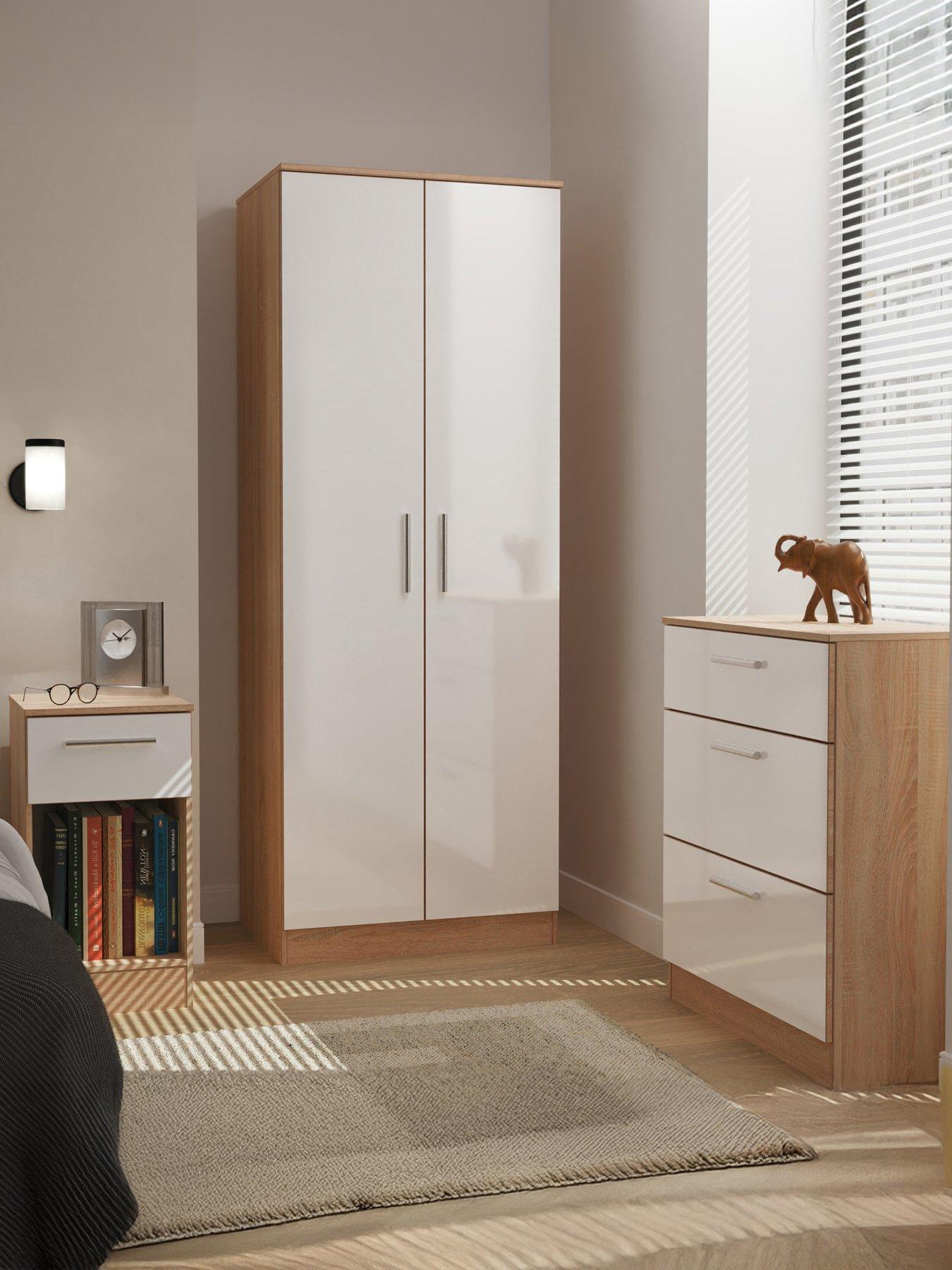 SWIFT Montreal 3-piece Ready Assembled Package – 2-Door Wardrobe, 3-Drawer Chest and Bedside Table - FSC® Certified