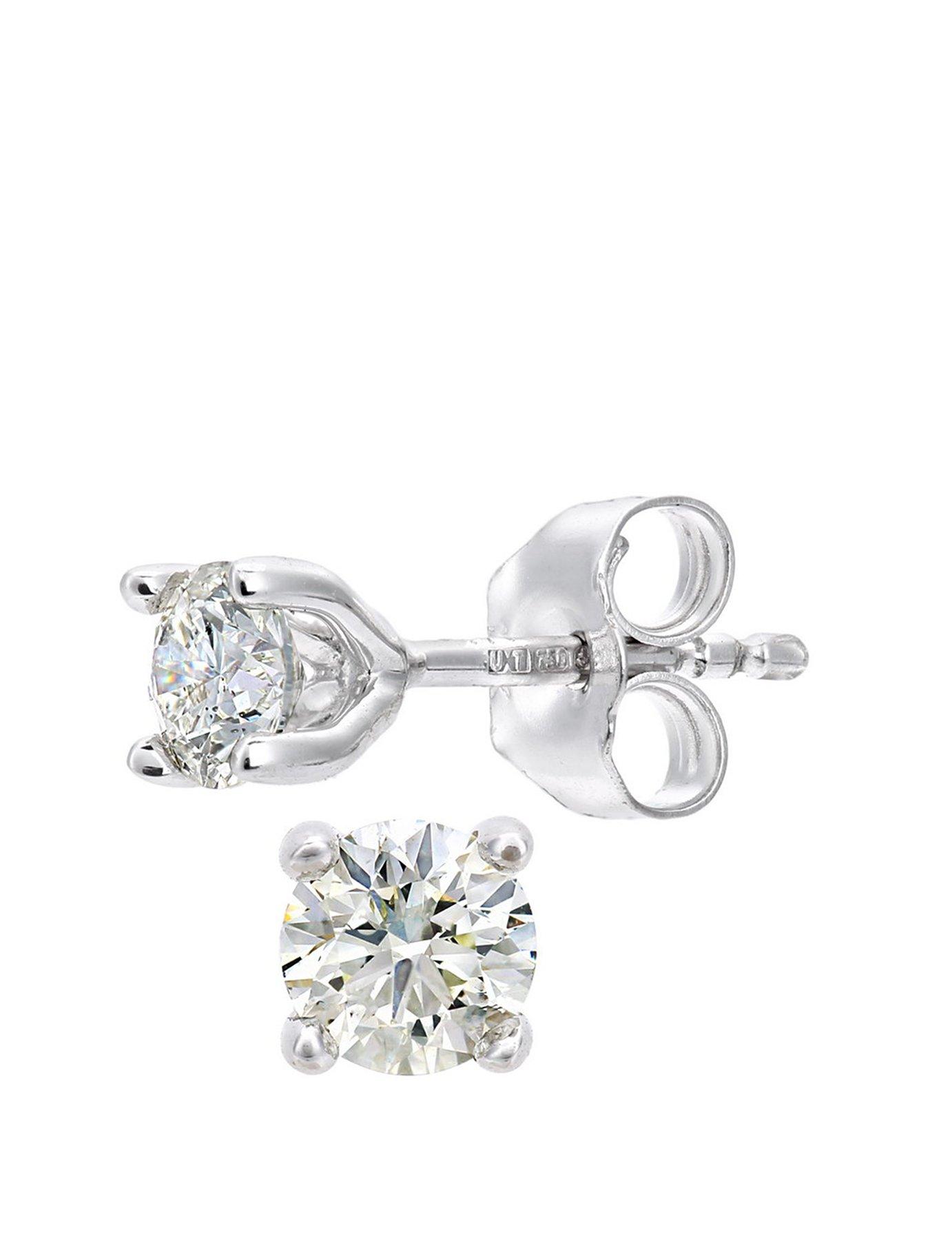 undefined 18ct White Gold 50 Point Diamond Solitaire Earrings