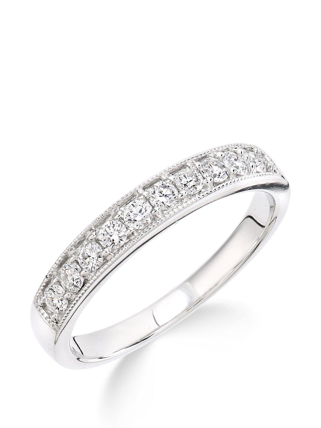 Love DIAMOND 9ct White Gold 33 Point Millgrain Set Eternity Ring