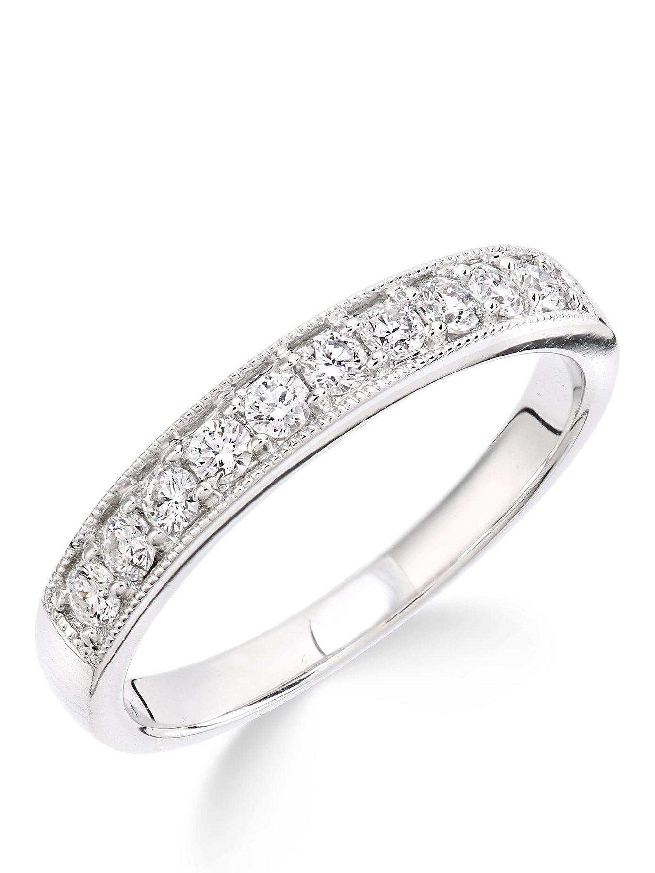 Love DIAMOND 9ct White Gold 33 Point Millgrain Set Eternity Ring