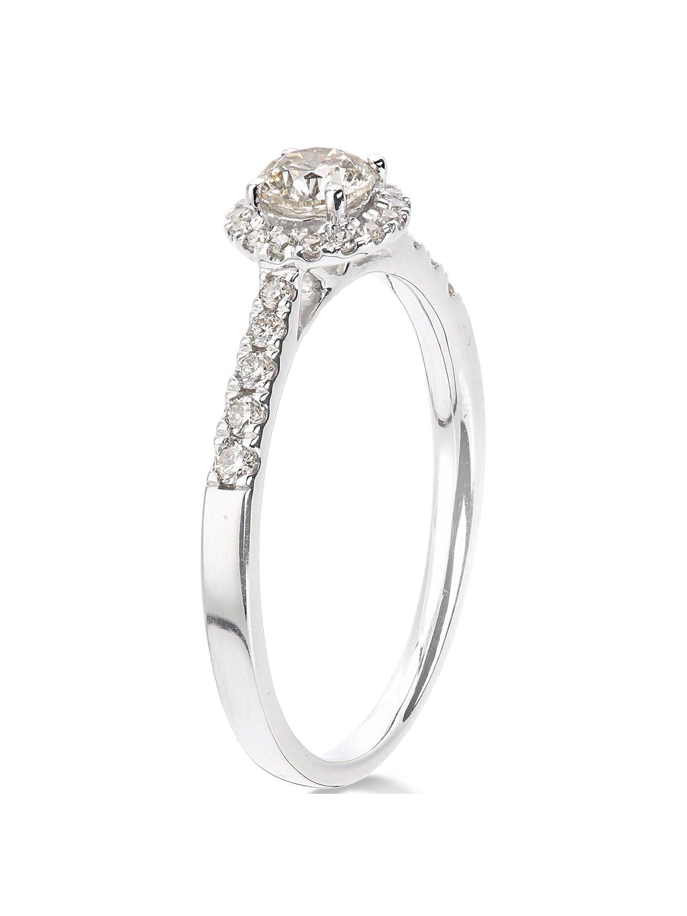 Image 2 of 3 of Love DIAMOND 9ct&nbsp;Gold 50 Points Total Diamond Halo Ring