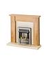  image of adam-fires-fireplaces-new-england-fireplace-suite-in-oak-and-cream-with-helios-electric-fire-in-brushed-steel