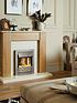  image of adam-fires-fireplaces-new-england-fireplace-suite-in-oak-and-cream-with-helios-electric-fire-in-brushed-steel
