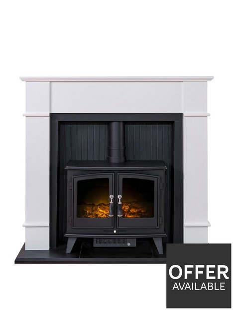 adam-fires-fireplaces-oxford-stove-suite-in-pure-white-with-woodhousenbspelectricnbspstove