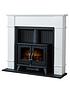 image of adam-fires-fireplaces-oxford-stove-suite-in-pure-white-with-woodhousenbspelectricnbspstove