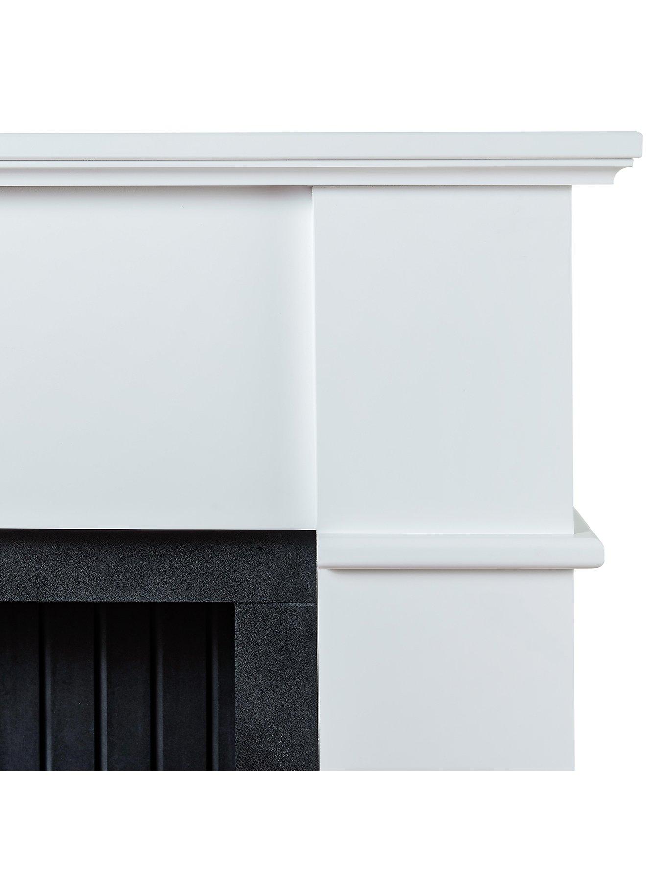  image of adam-fires-fireplaces-oxford-stove-suite-in-pure-white-with-woodhousenbspelectricnbspstove