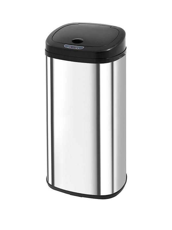 50 Litre Morphy Richards Kitchen Bin with Sensor Bin Lid Touchless Operation Square Silver 