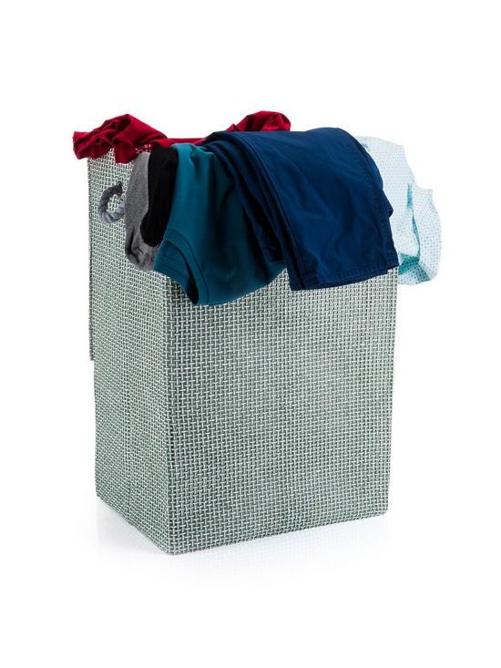 stillFront image of minky-laundry-hamperbasket-grey-check-in-canvas