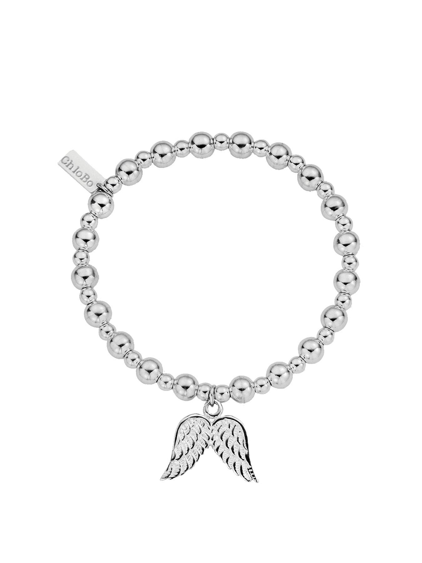 Image 1 of 2 of ChloBo Sterling Silver Mini Small Ball Double Angel Wing Bracelet
