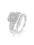  image of love-diamond-9ct-white-gold-50-point-diamond-square-set-split-shoulder-bridal-set-of-two-rings